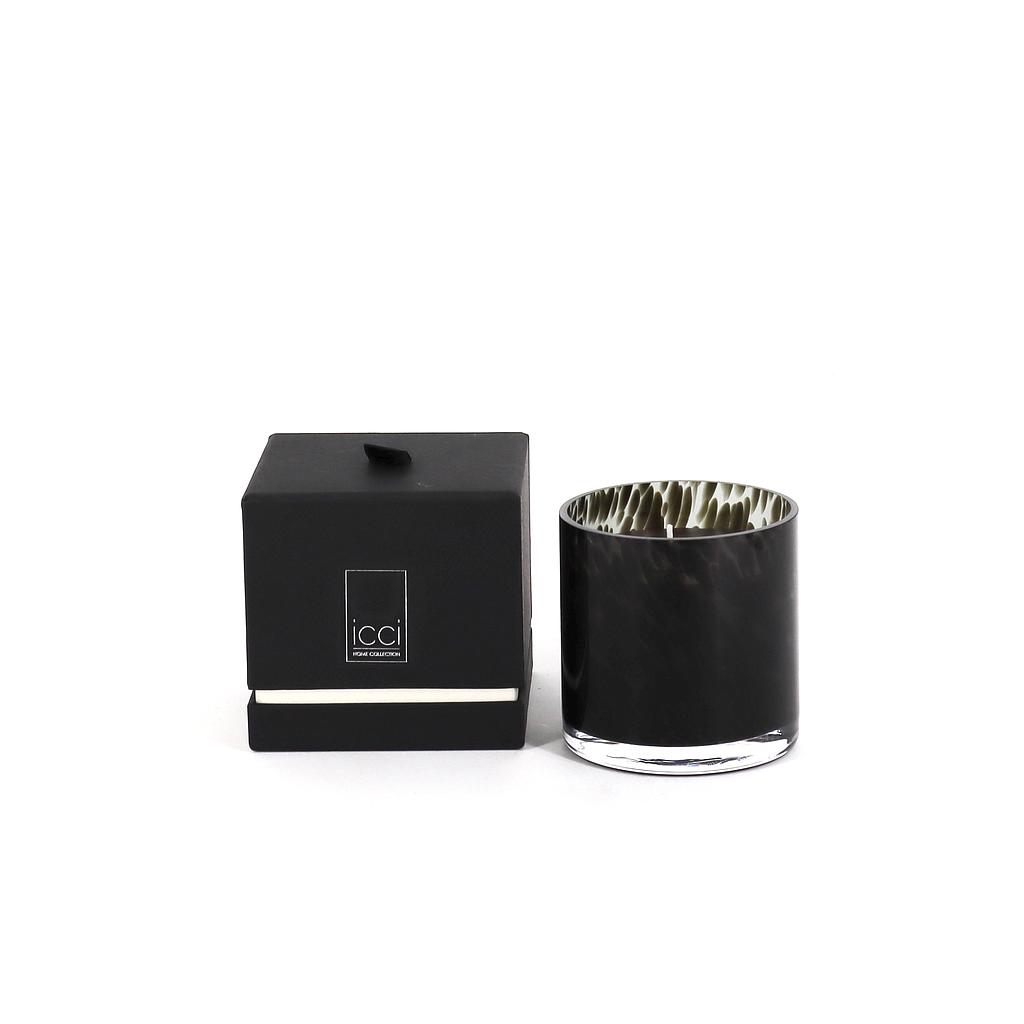 Scented candle cylindrical smoke black spotted glass - Ø12 x 12cm - 3 - int. cot. - p/4
