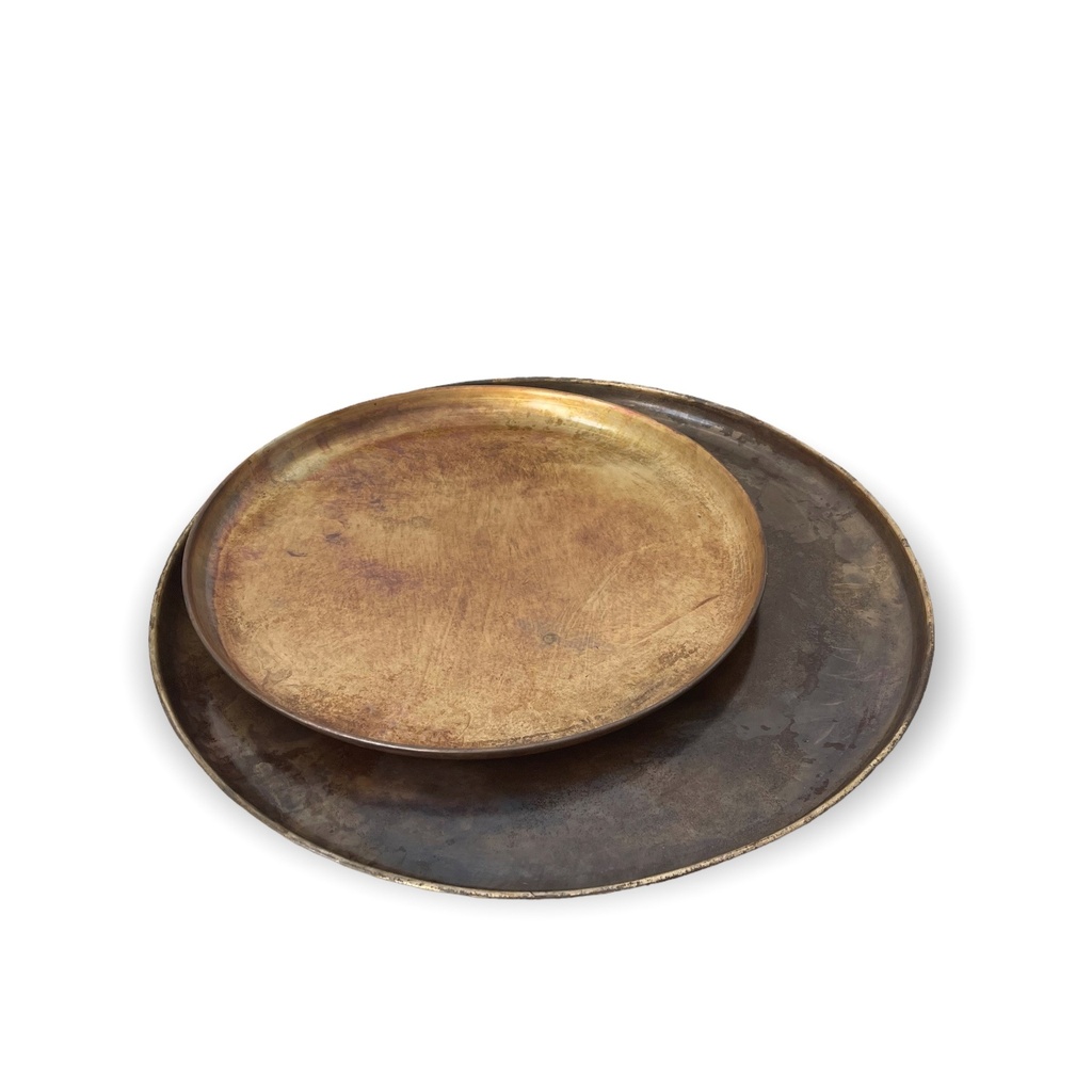 Round tray - metal - finish silver old brass - Ø40cm- p/1/8