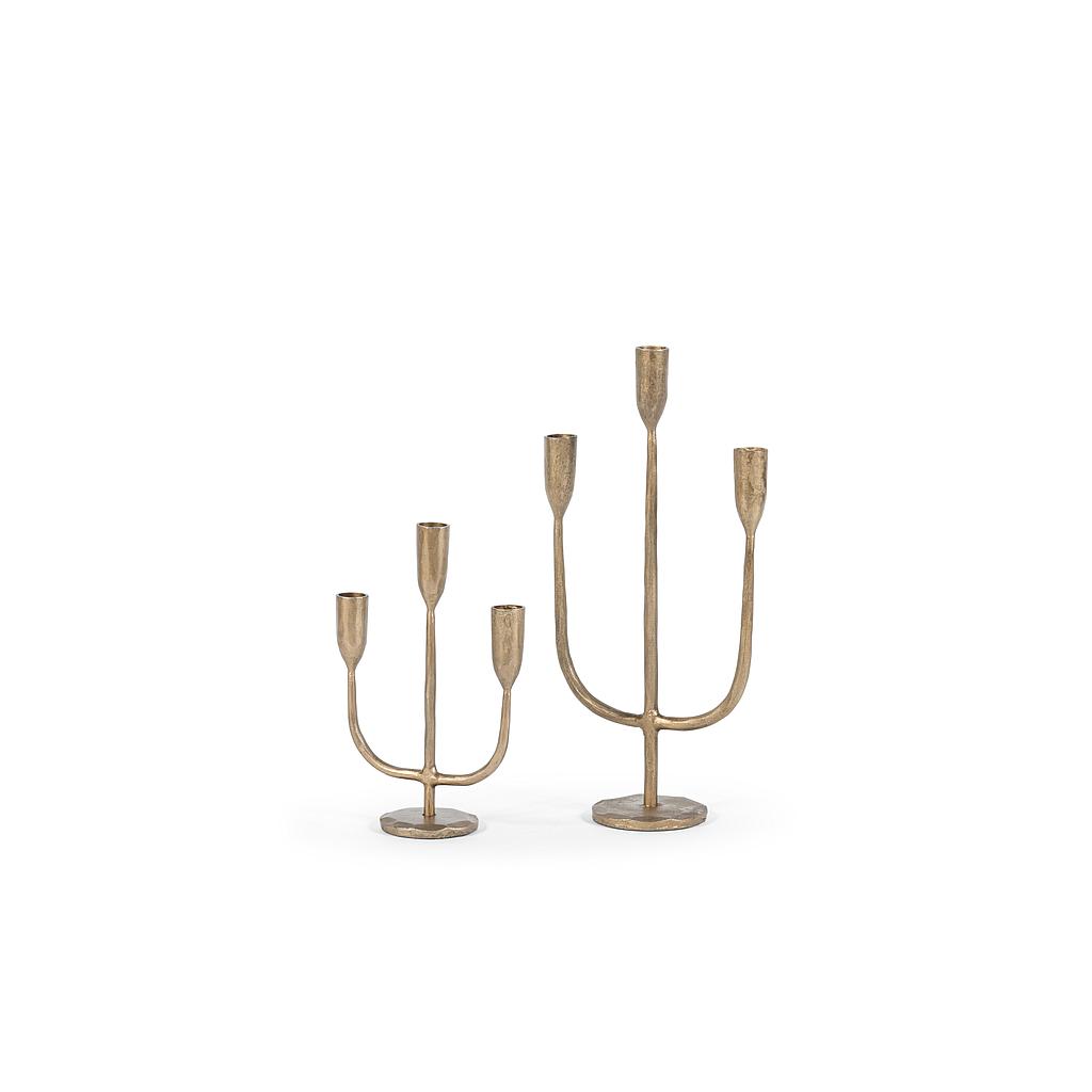 Handforged 3 arms table candle holder - metal - brass antique - small 18x25cm - p/2/12