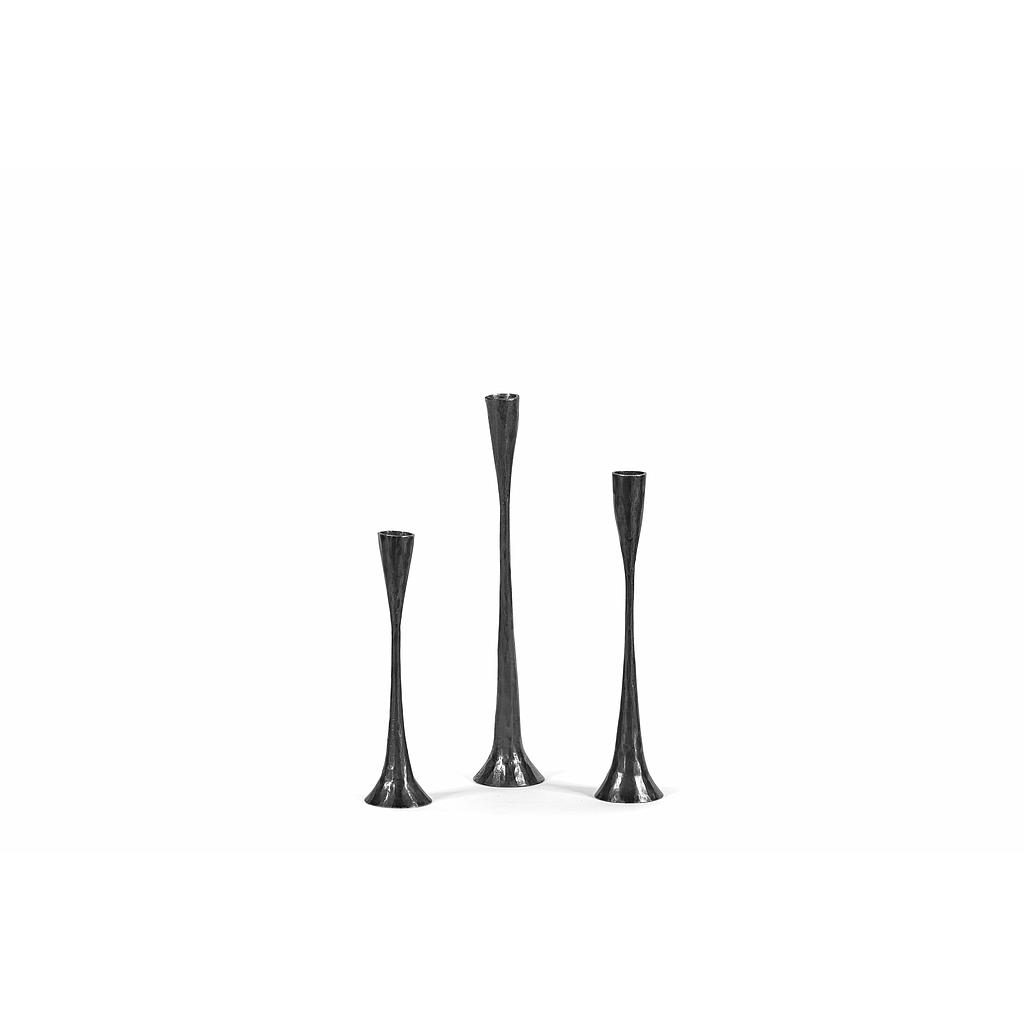 Handforged table candle holder - metal - black - small Ø 6x24cm - p/2/16