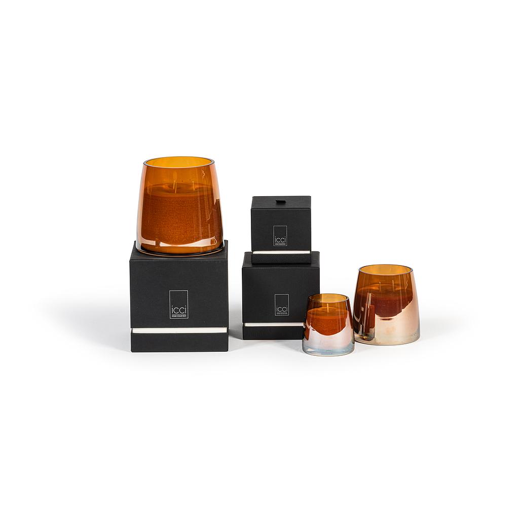 Scented candle conical amber luster - Ø 12x12cm - 2 - int. cot. - p/4/1