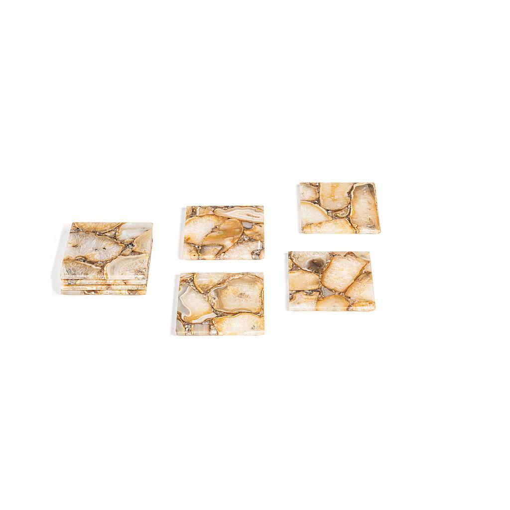 Set of 4 coasters - stone - agathe  - 10 x 10 x 0.6 cm - p/1/20