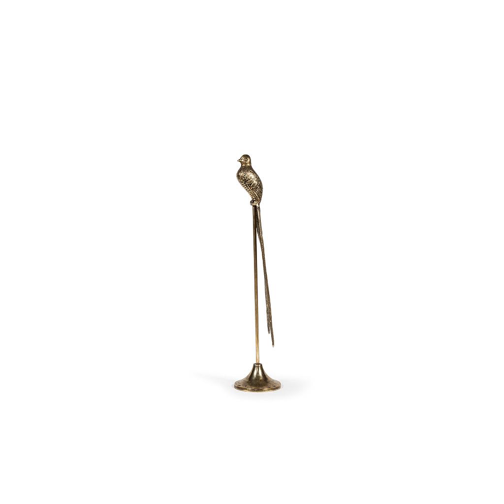 Bird sculpture on base - Metal - Antique gold - Ø 15x76cm - p/1/4