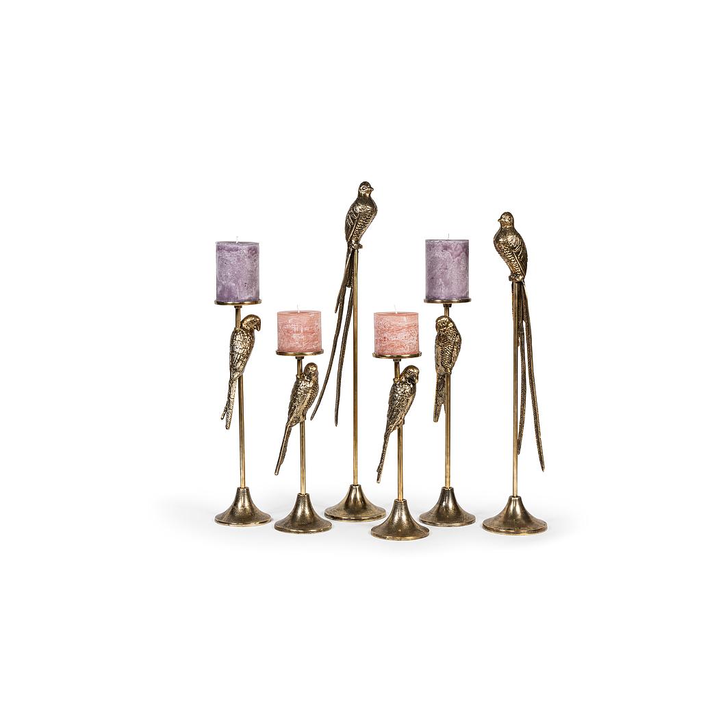 Bird sculpture on base - Metal - Antique gold - Ø 15x83cm - p/1/4