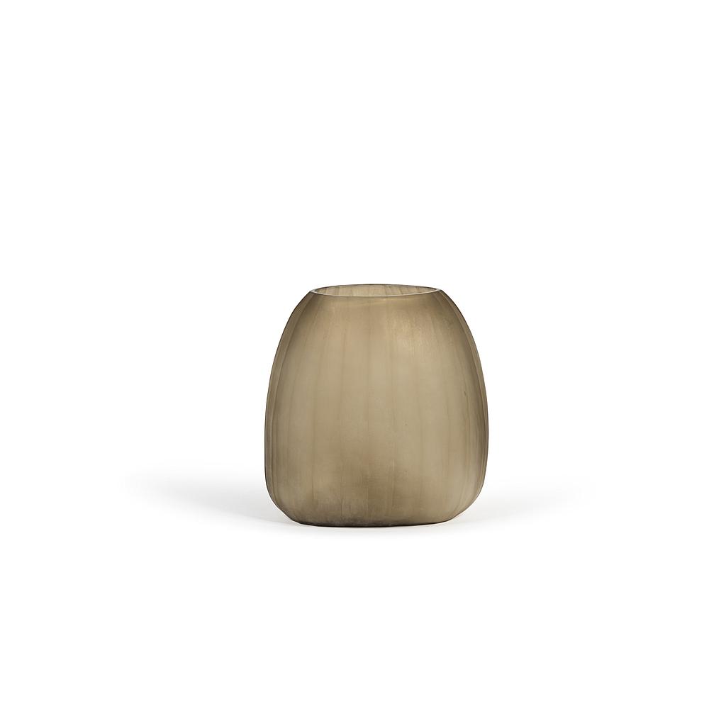 Pebble vase vertical cut - glass - light smoke stone - 32x20x34cm - p/1
