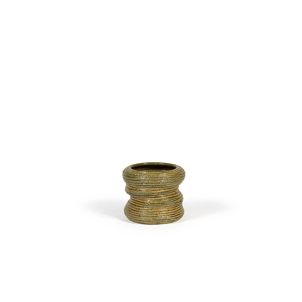 Flowerpot organic - terracotta - khaki glazed - Ø30 x 26cm - p/1