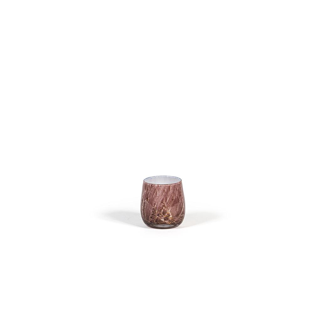 Thick votive bowl with bark design - glass - purple - Ø15 x14cm - p/2/1