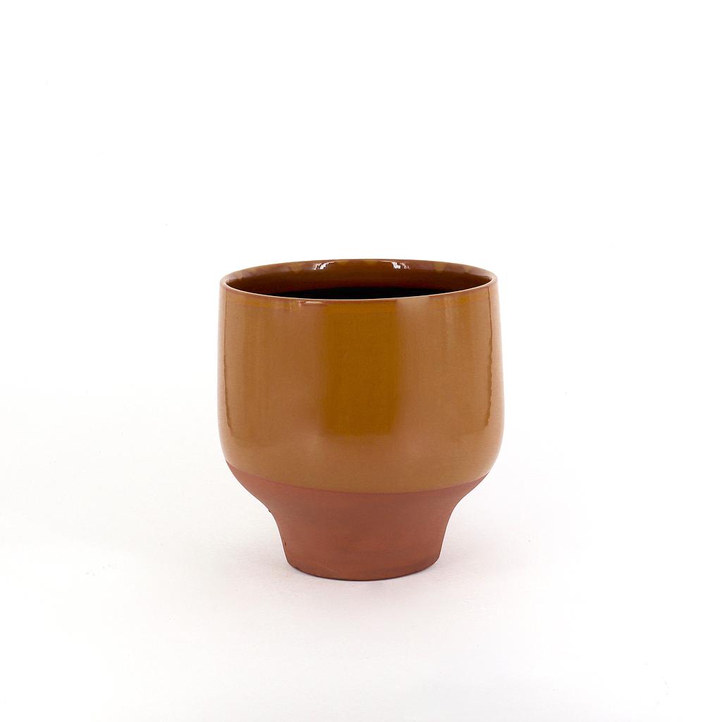 Flowerpot - terracotta - ochre glazed - Ø21x 22cm - p/4