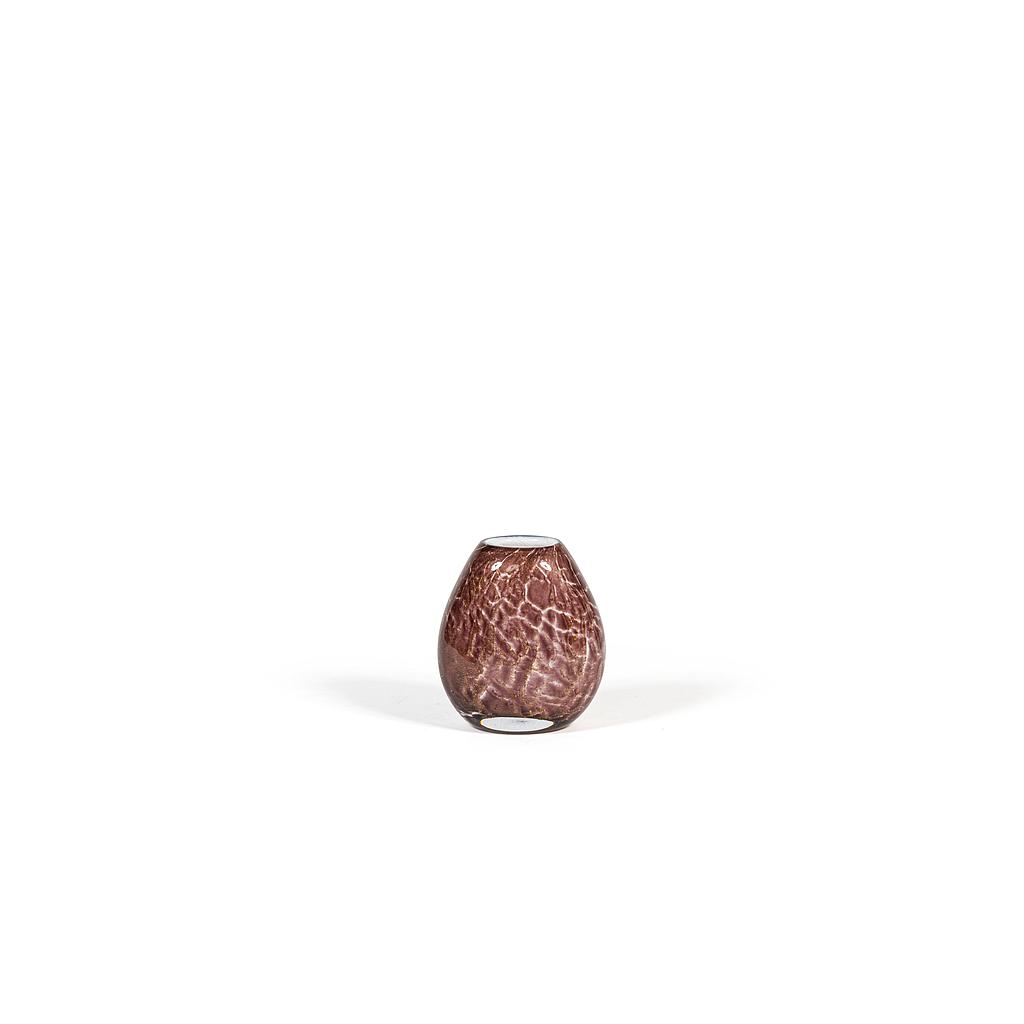 Oval flat vase with bark design - glass - purple - 18x10x20cm - p/1