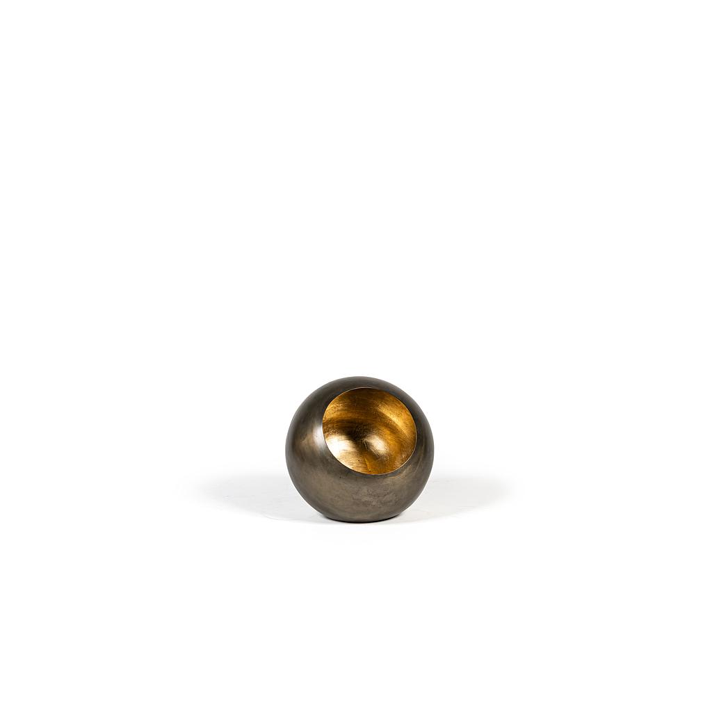 Tlight holder - metal - nickle antique/gold antique leafing - 25,5 x 18,5 x 23 cm - p/1/4