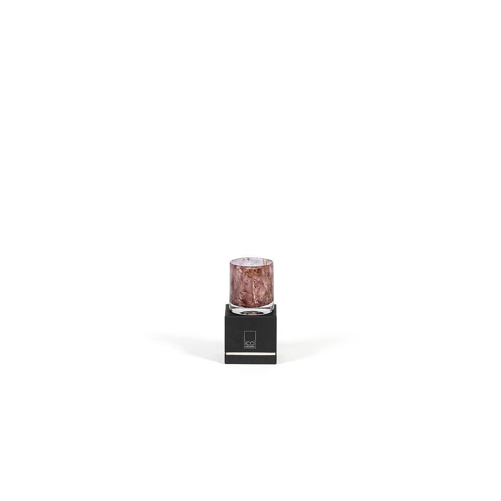 Scented candle votive bark design purple - small Ø9 x 10cm - 1 - int. cot. - p/6