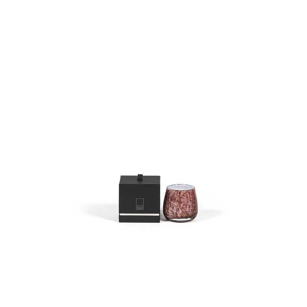 Scented candle votive with bark design purple - medium Ø12 x 11cm - 1 - int. cot. - p/4