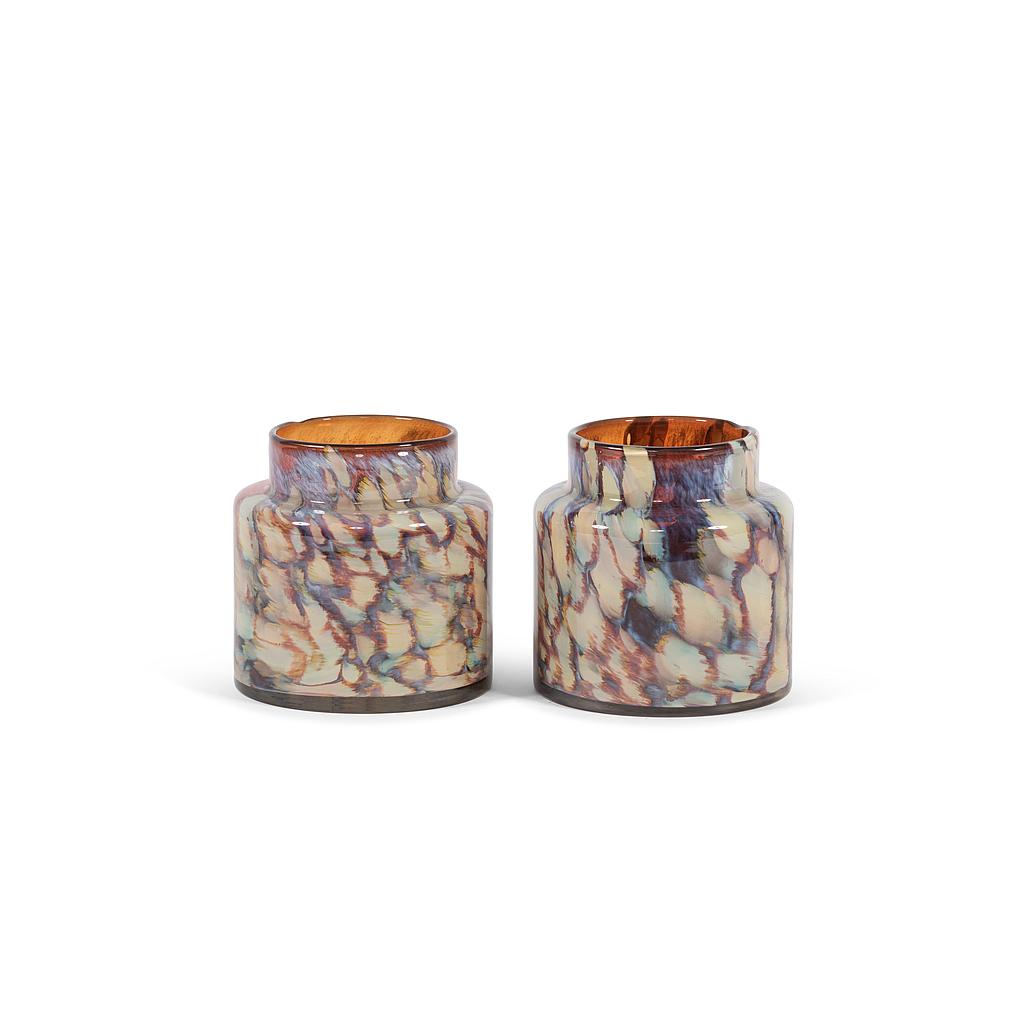 Flowervase with bark design - glass - amber green - Ø18 x 16.5 cm - p/1 