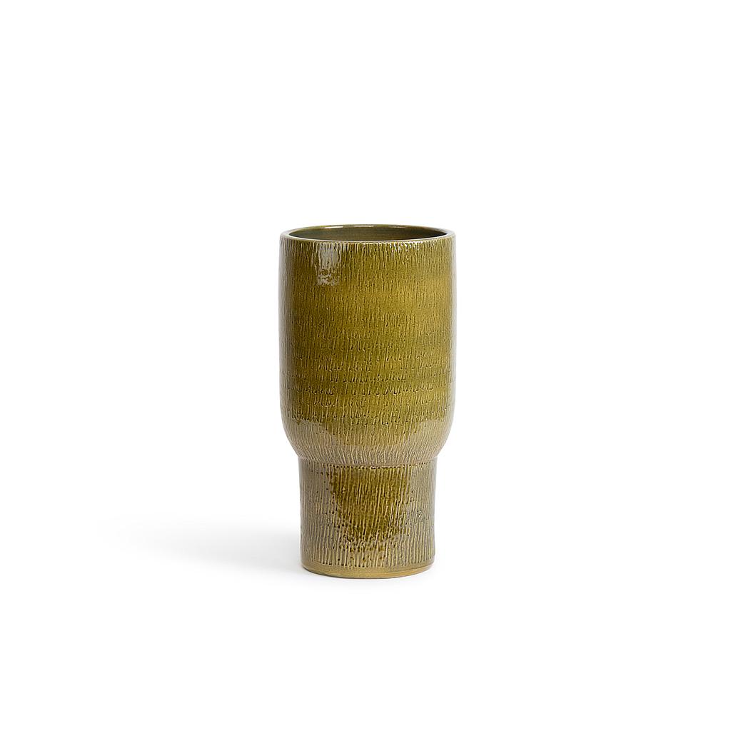 Vase - terracotta - khaki glazed - Ø24x37cm - p/1/1