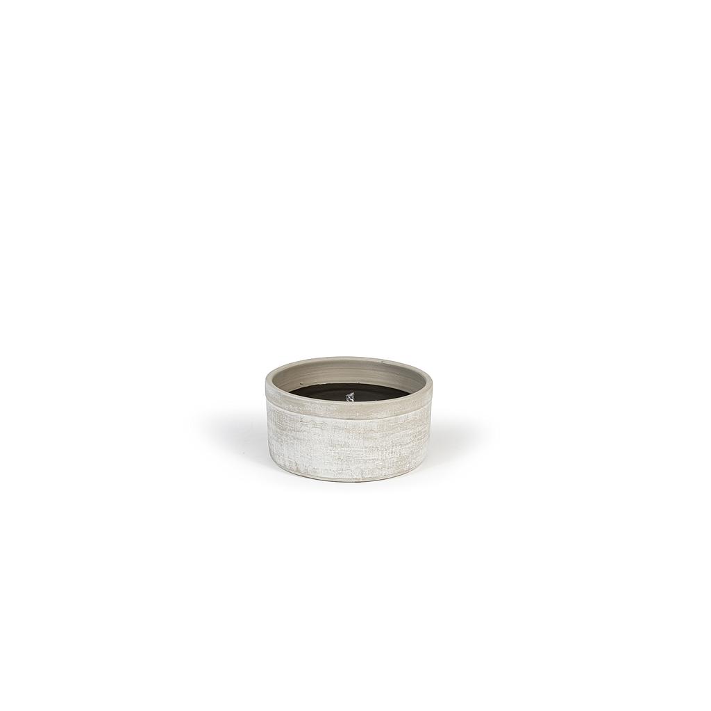 Terracotta outdoor bowl grey aged Ø 30x14cm, 1 Wick outdoor candle, p2/1
