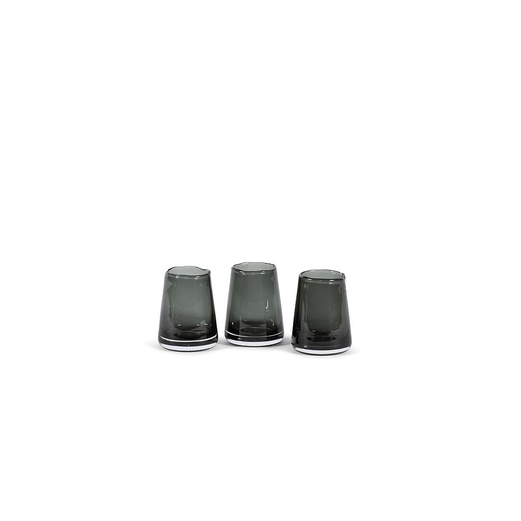 Votive organic rim - glass - smoke - Ø8 x 10cm - p/6
