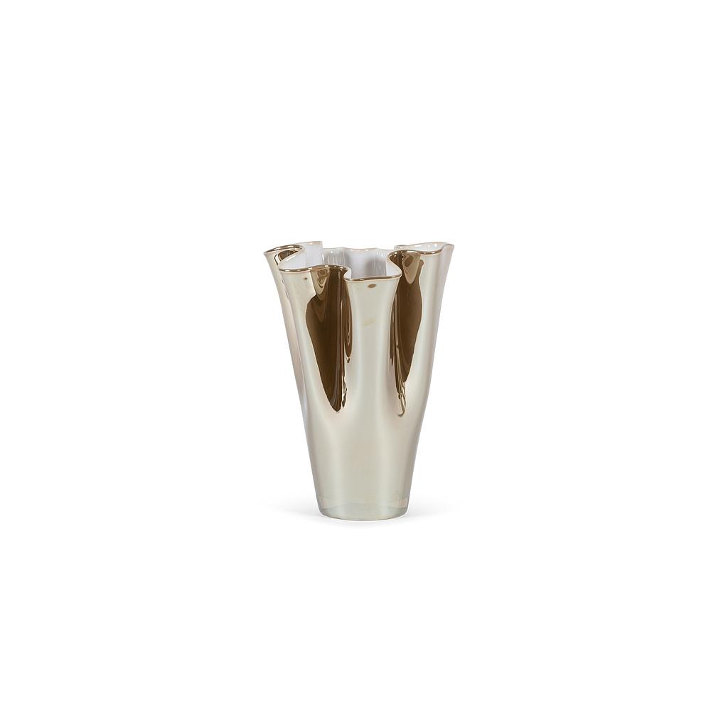 Vase wave - glass - beige luster - Ø21 x 30cm - p/1