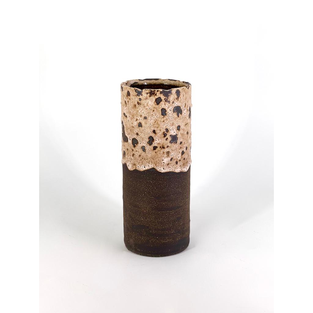 Vase rustic organic glazed border - terracotta - brown - Ø10 x 25cm - p/4