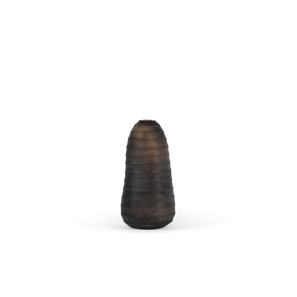 Horizontal ribbed organic vase - glass - smoke - 22 x 21 x 44cm - p/1/2