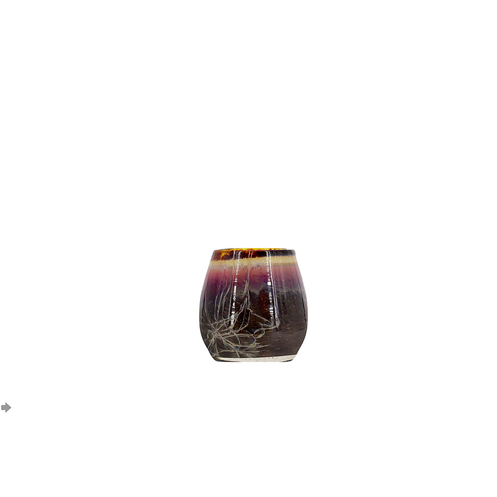Thick votive bowl with lightning design - glass - aubergine - Ø 12 x 11cm - p/4