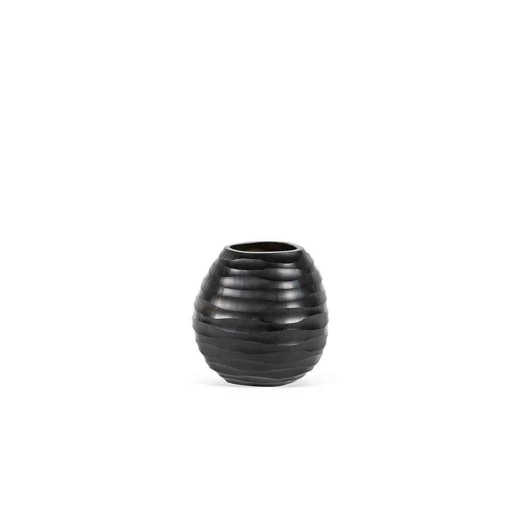 Mouthblown organic horizontal cutted vase - glass - grey - Ø 19 x 20cm - p/1/4