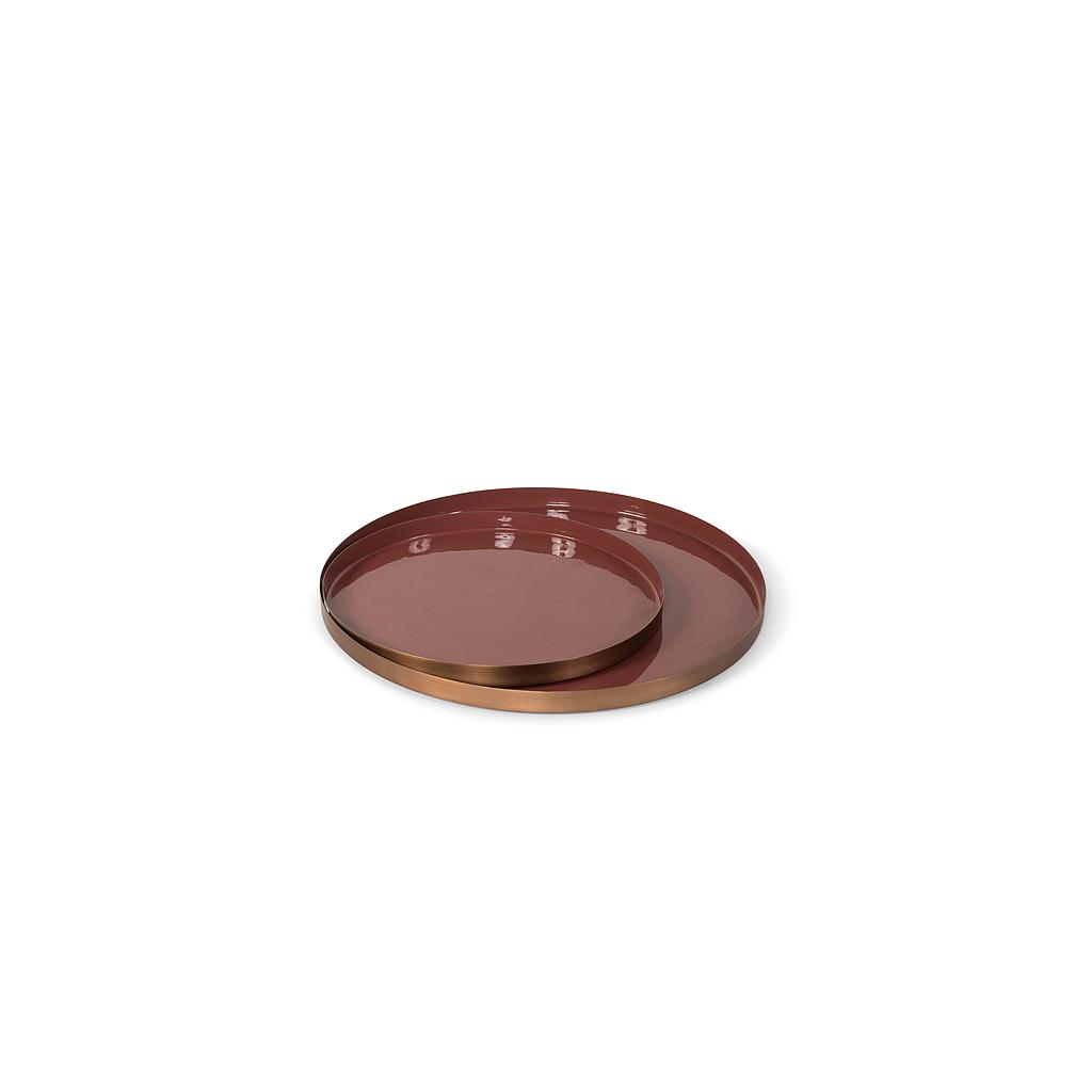 Tray - enamel - copper antique outside and stonered inside - Ø 30 x 2cm - p/2/8