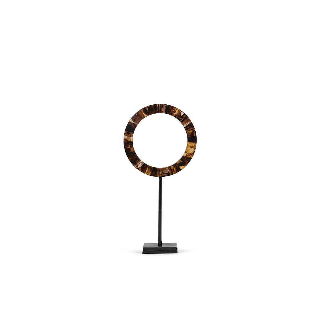Circle sculpture on stand large - * - black brown - Ø34 x 67cm - p/1/4