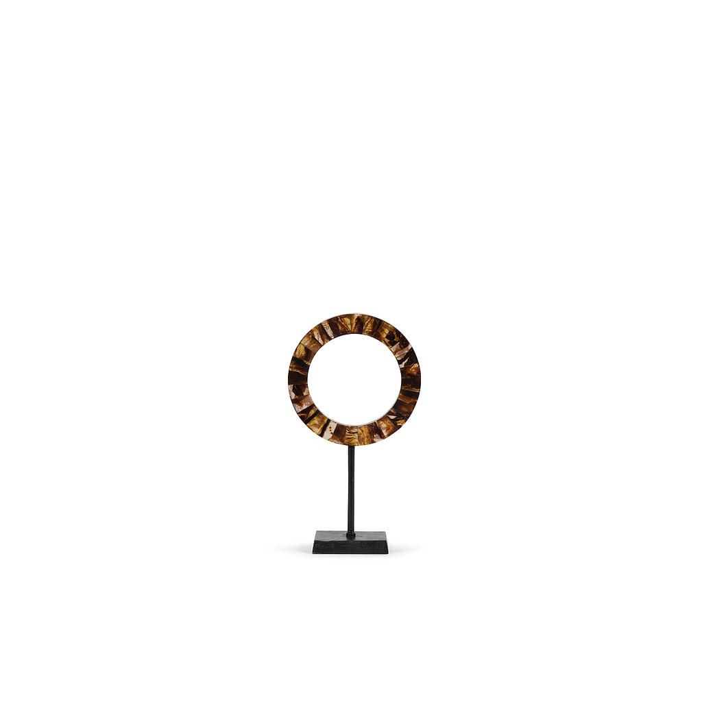 Circle sculpture on stand small - * - black brown - Ø29 x 50cm - p/1/4
