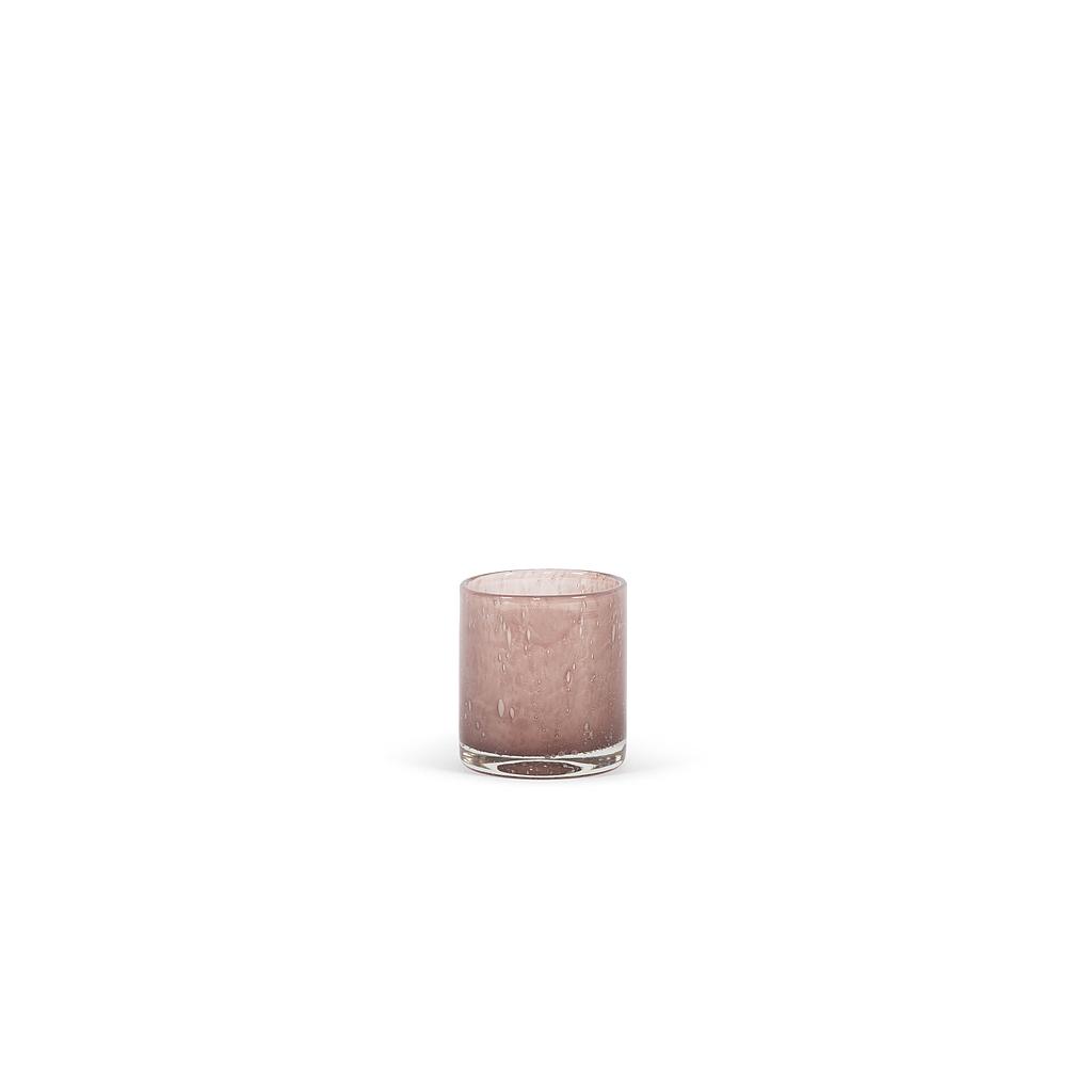 Thick votive cylinder - glass - old pink - Ø11 x 12cm - p/6 
