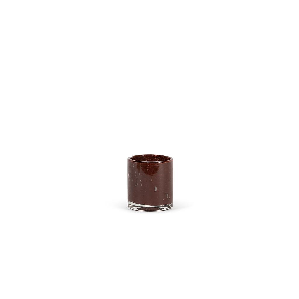 Thick votive cylinder - glass - burgundy - Ø11 x 12cm - p/6