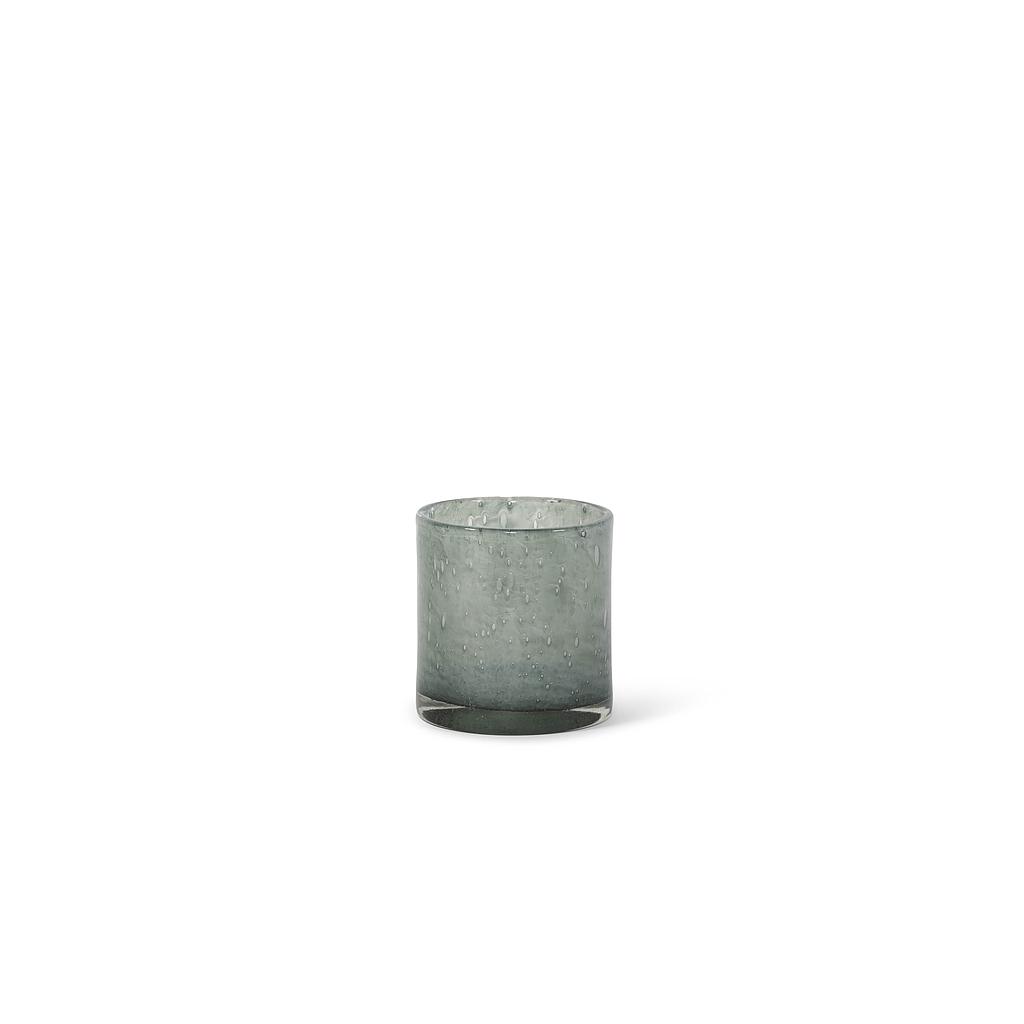 Thick votive cylinder - glass - old green - Ø14 x 15cm - p/4