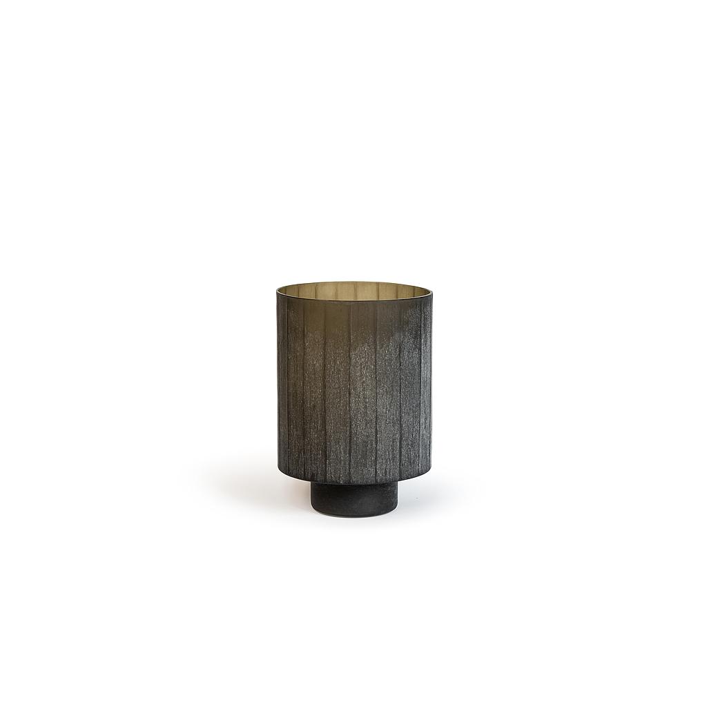 Hurricane flat vertical cut stone finish - glass - smoke - small Ø24 x30cm - p/1 
