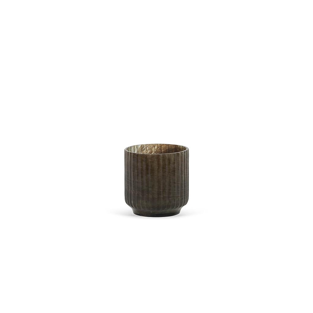Vase with pencil cut & wave - glass - Grey blue - Ø15 x 15cm - p/1/8