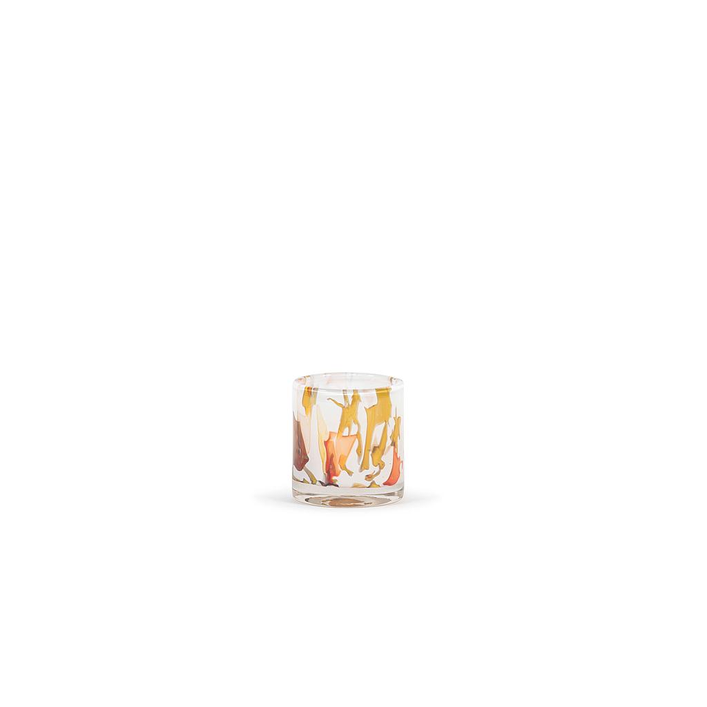 Thick votive cylinder with spots - glass - multicolour - Ø11 x 12cm - p/6