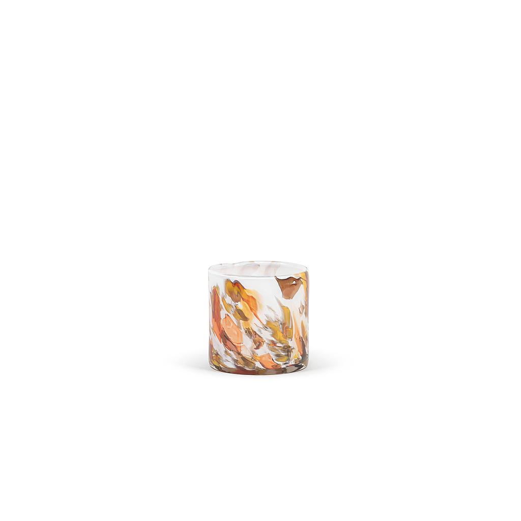 Thick votive cylinder with spots - glass - multicolour - Ø14 x 14cm - p/4