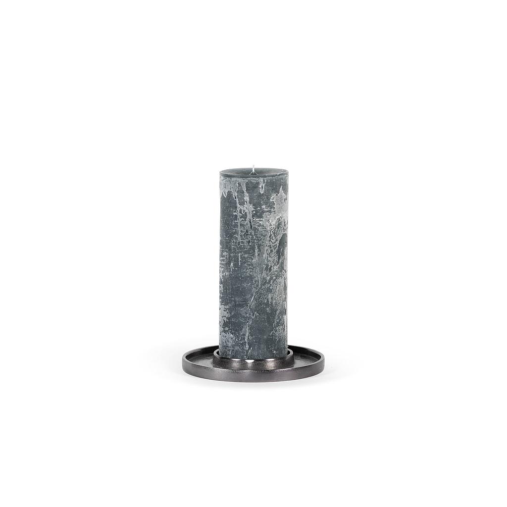 Candleholder plate for candle Ø 7 - aluminium - black nickle - Ø 22x2cm - p/1/12