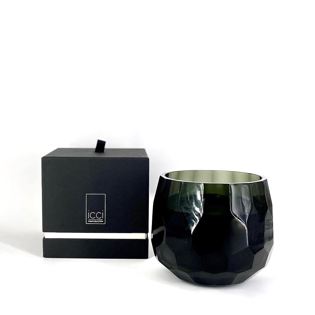 Scented candle vase faceted shiny - Ø17 x 15cm - 4 - int. cot. - p/1