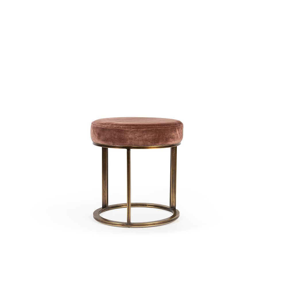 Poof with velvet seat - velvet/metal - old pink - Ø 38x45cm - p/1/1