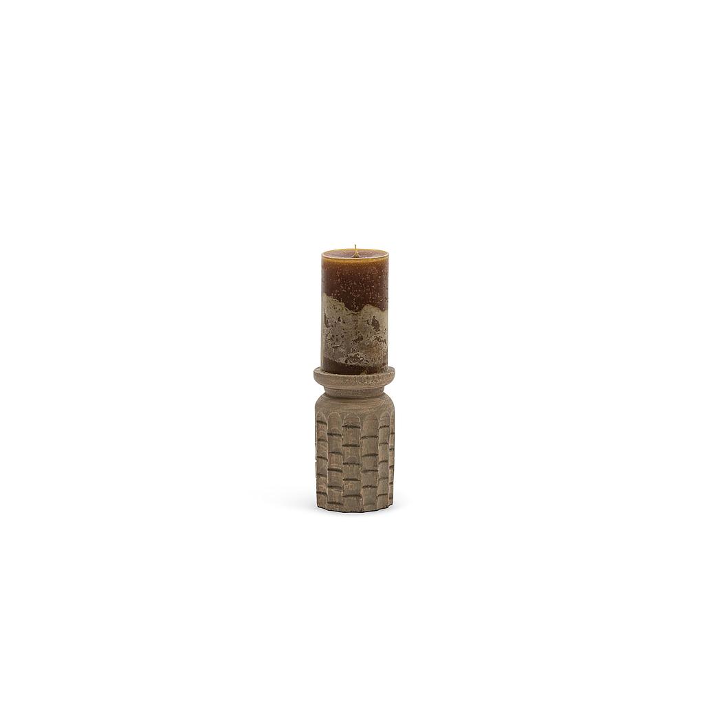 Candleholder Chisseled - wood - Grey  - 10,5 x 18cm - p/2/12