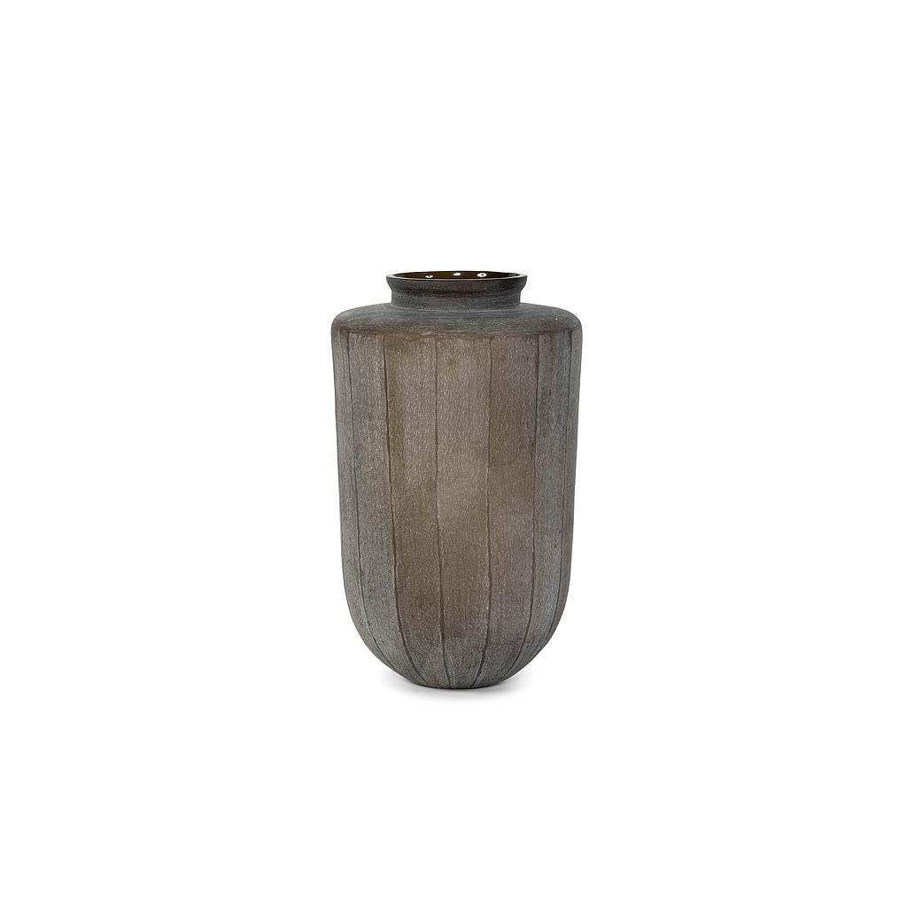 Dome vase vertical flat stone finish - glass - smoke - Ø33x55cm - p/1/1