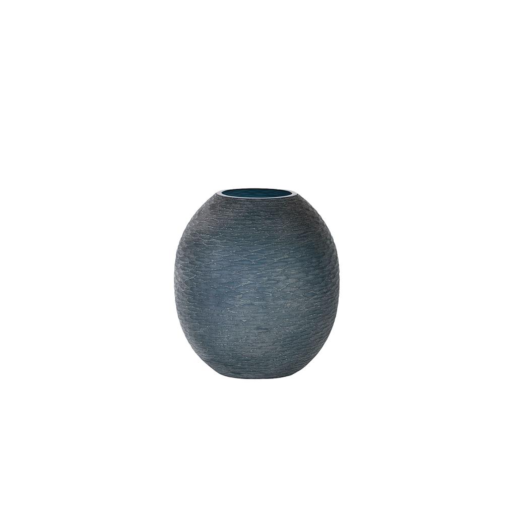 Godzilla vase rice cut stone finish - glass - bluegrey - Ø26x29cm - p/1/1