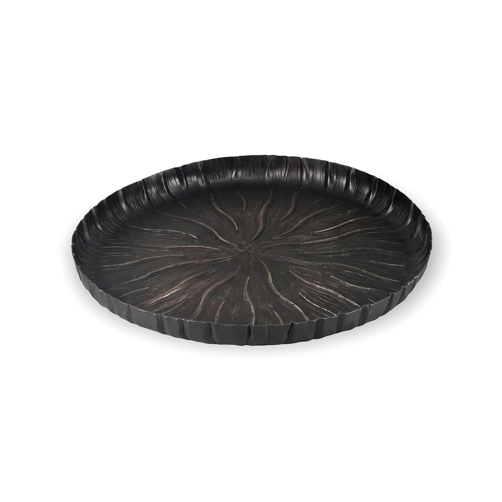 Plate nerved antique black - metal - Ø47 x 4 cm - p/1/2