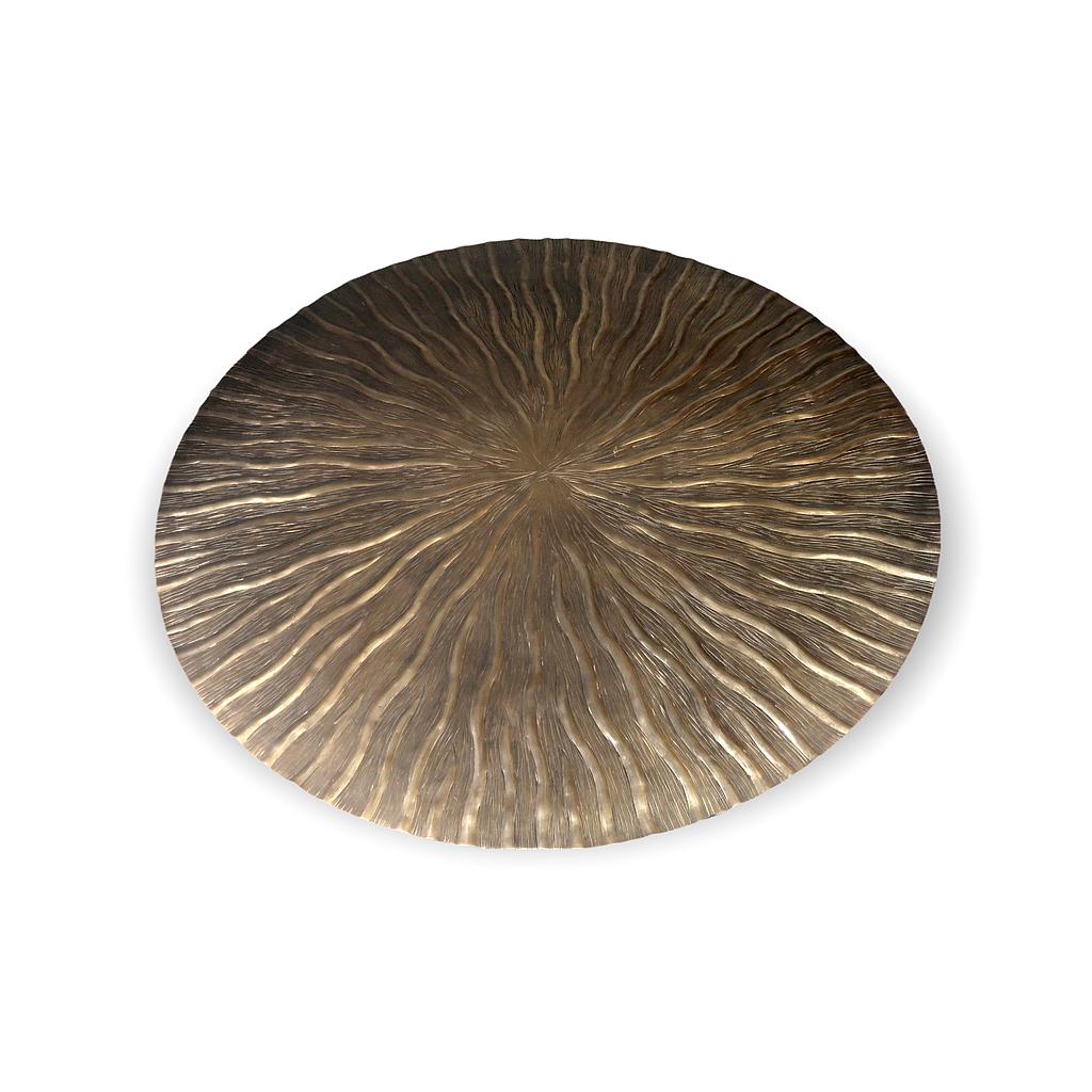 Wall plate nerved antique gold big - metal - Ø 91cm - p/1/1