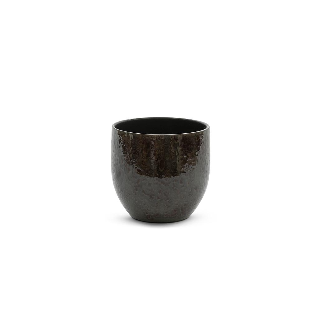 Flowerpot spotted - terracotta - green glazed - Ø24x24cm - p/2
