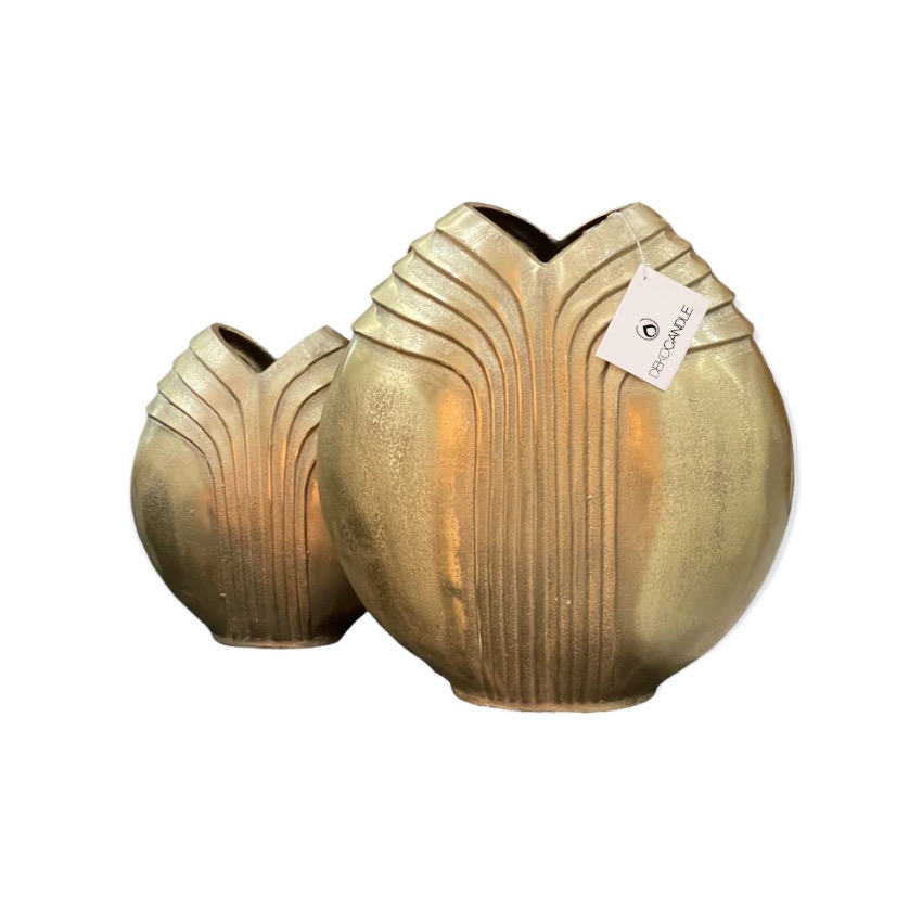 Big Artdeco vaze - metal - gold antique - Ø33x12cm - p/1/2