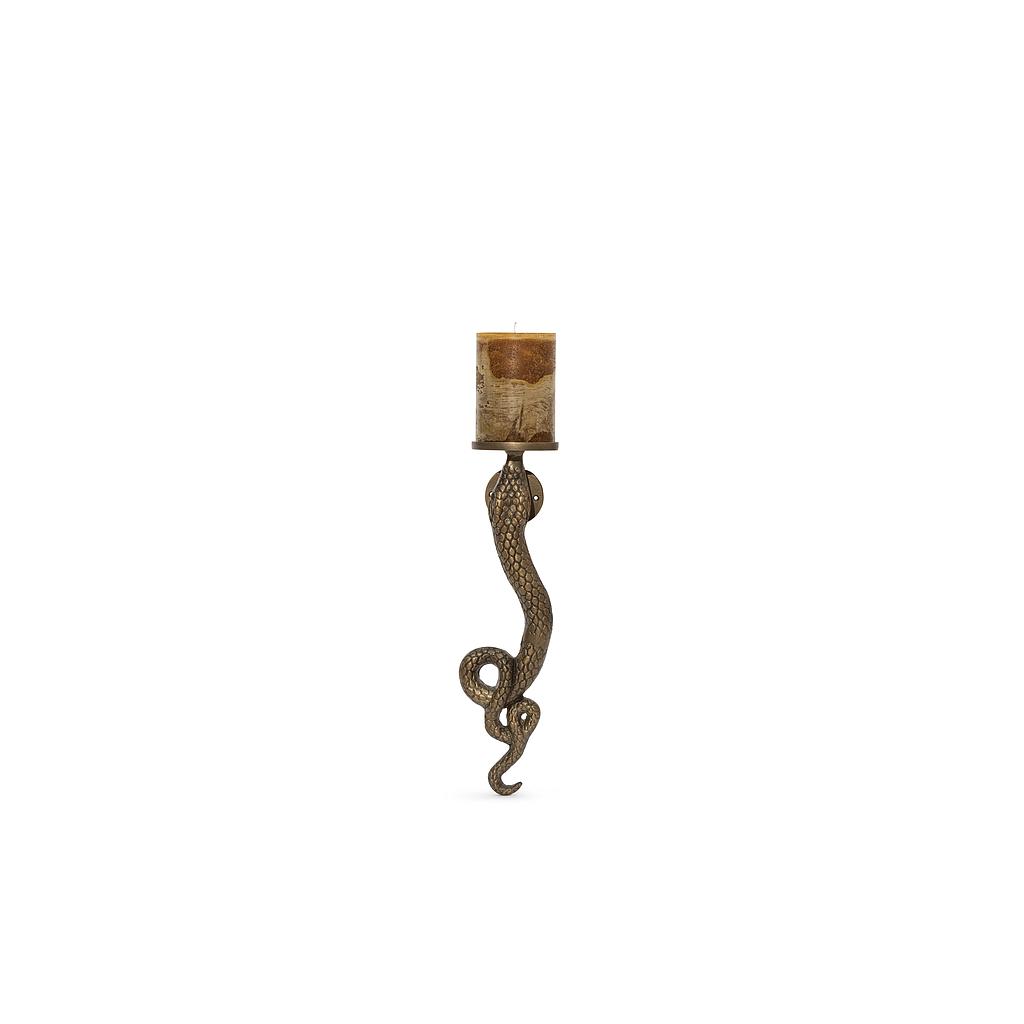 Wall snake candleholder - metal - gold antique - Ø12.5x47cm - p/1/6 