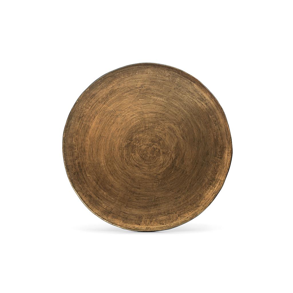 Large wall art - metal - zinc antique + gold antique leafing - Ø91x5 cm - p/1/1