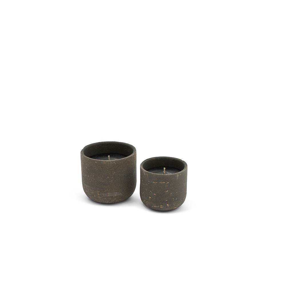 Outdoor candle matt grey/gold - Ø18 x 16cm - 1 - ext.cot. - p/4