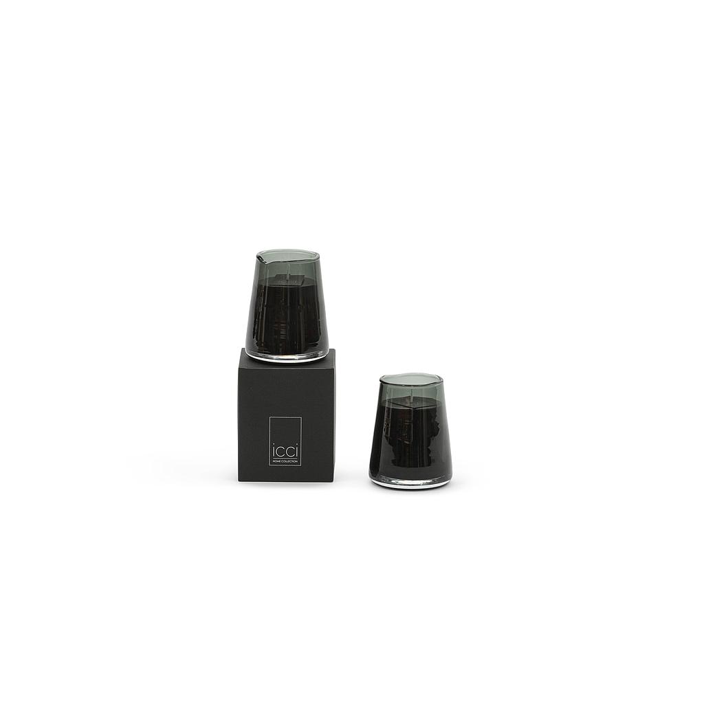 Scented candle votive organic rim smoke - Ø8x10cm - 1 - int. cot.- p/6