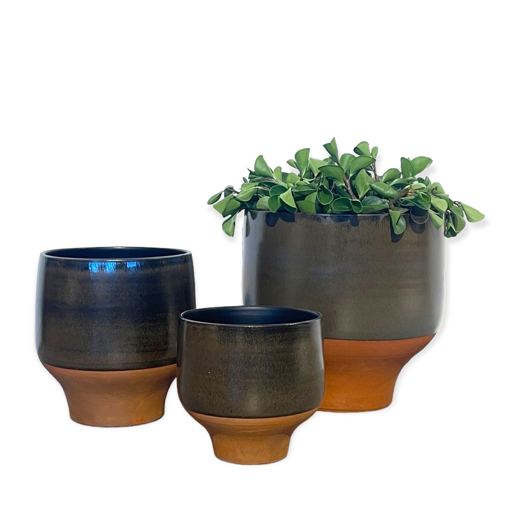 Flowerpot - terracotta - brownblue glazed - Ø21 x 22cm - p/4